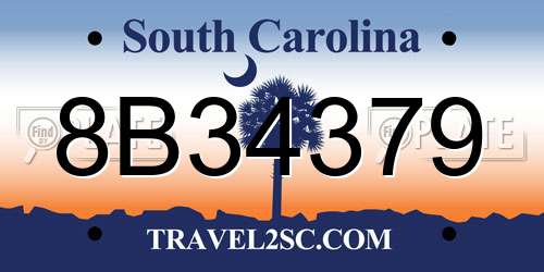 8B34379 South Carolina License Plate