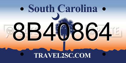 8B40864 South Carolina License Plate