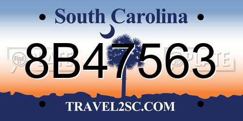 8B47563 South Carolina License Plate
