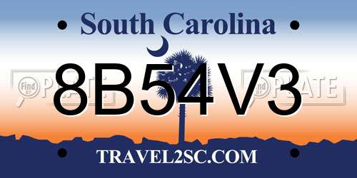 8B54V3 South Carolina License Plate