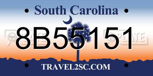 8B55151 South Carolina License Plate