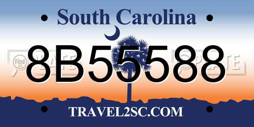8B55588 South Carolina License Plate
