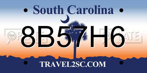 8B57H6 South Carolina License Plate