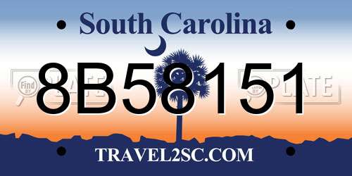 8B58151 South Carolina License Plate