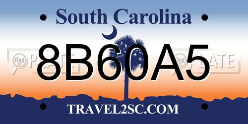 8B60A5 South Carolina License Plate