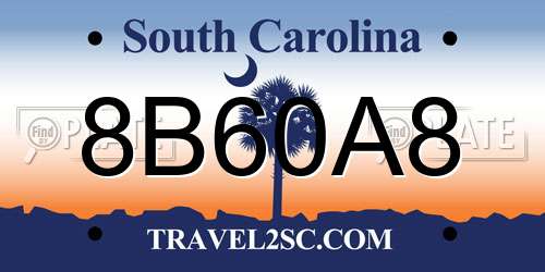 8B60A8 South Carolina License Plate