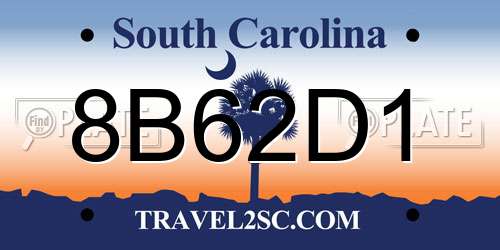 8B62D1 South Carolina License Plate