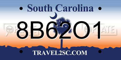 8B62O1 South Carolina License Plate