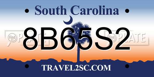 8B65S2 South Carolina License Plate