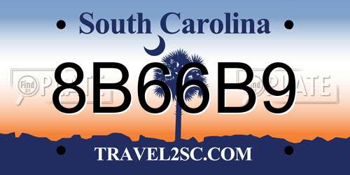 8B66B9 South Carolina License Plate