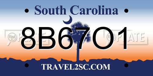 8B67O1 South Carolina License Plate