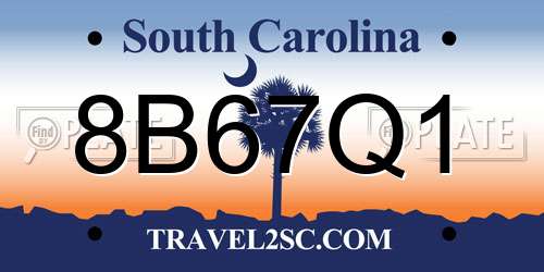 8B67Q1 South Carolina License Plate