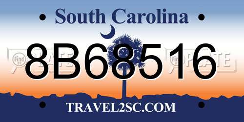 8B68516 South Carolina License Plate