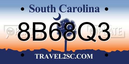 8B68Q3 South Carolina License Plate