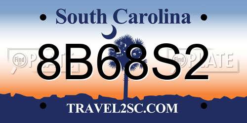 8B68S2 South Carolina License Plate
