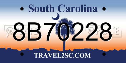 8B70228 South Carolina License Plate