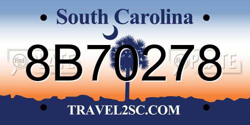 8B70278 South Carolina License Plate
