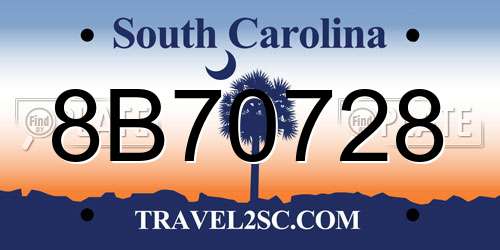 8B70728 South Carolina License Plate