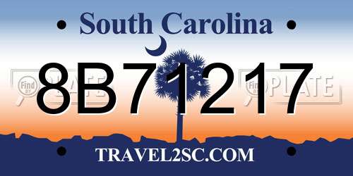 8B71217 South Carolina License Plate