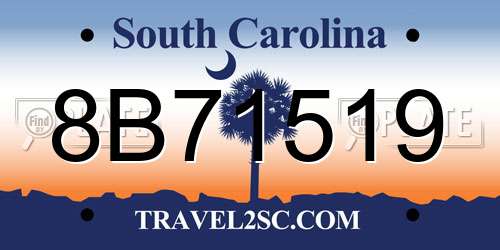 8B71519 South Carolina License Plate