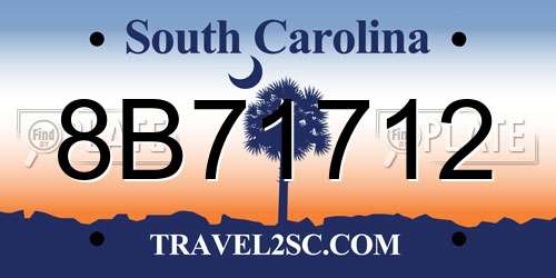 8B71712 South Carolina License Plate