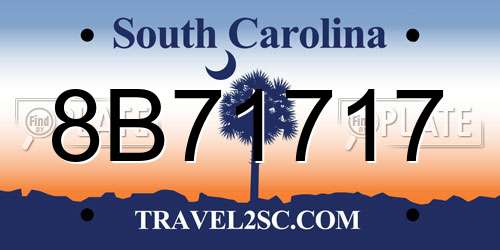 8B71717 South Carolina License Plate