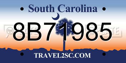 8B71985 South Carolina License Plate