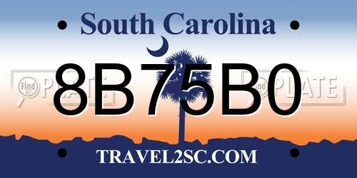 8B75B0 South Carolina License Plate
