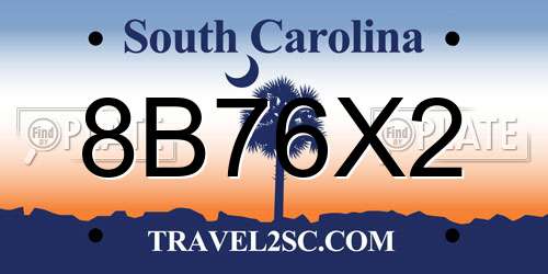 8B76X2 South Carolina License Plate