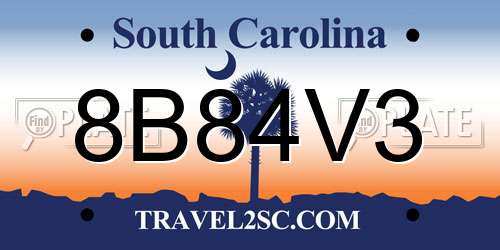 8B84V3 South Carolina License Plate