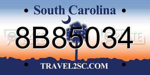 8B85034 South Carolina License Plate