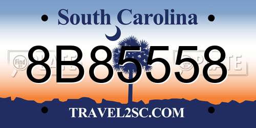8B85558 South Carolina License Plate