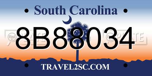 8B88034 South Carolina License Plate