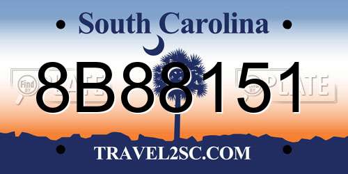 8B88151 South Carolina License Plate