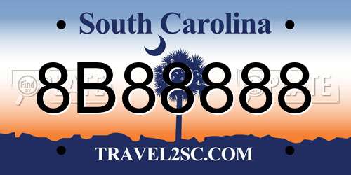 8B88888 South Carolina License Plate