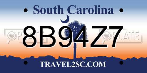 8B94Z7 South Carolina License Plate