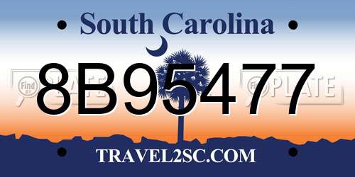 8B95477 South Carolina License Plate