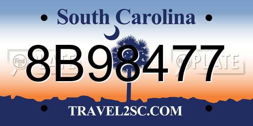 8B98477 South Carolina License Plate