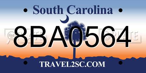 8BA0564 South Carolina License Plate