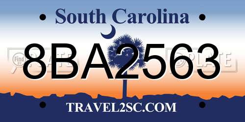 8BA2563 South Carolina License Plate