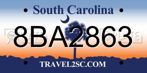 8BA2863 South Carolina License Plate