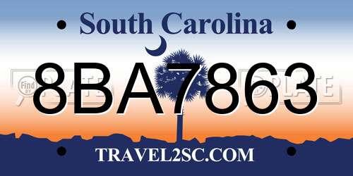 8BA7863 South Carolina License Plate