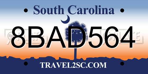8BAD564 South Carolina License Plate