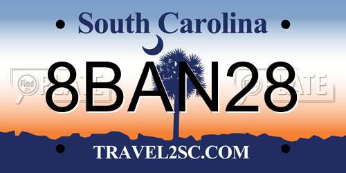 8BAN28 South Carolina License Plate