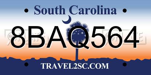 8BAQ564 South Carolina License Plate