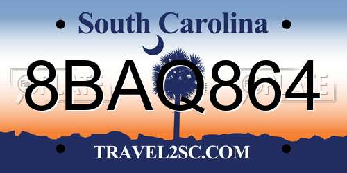 8BAQ864 South Carolina License Plate