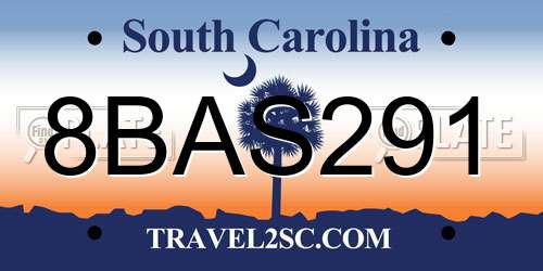 8BAS291 South Carolina License Plate