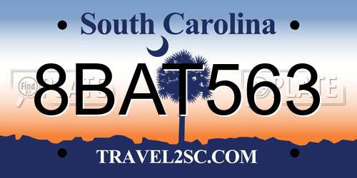 8BAT563 South Carolina License Plate