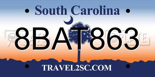 8BAT863 South Carolina License Plate