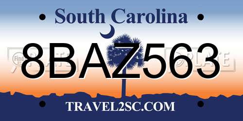 8BAZ563 South Carolina License Plate